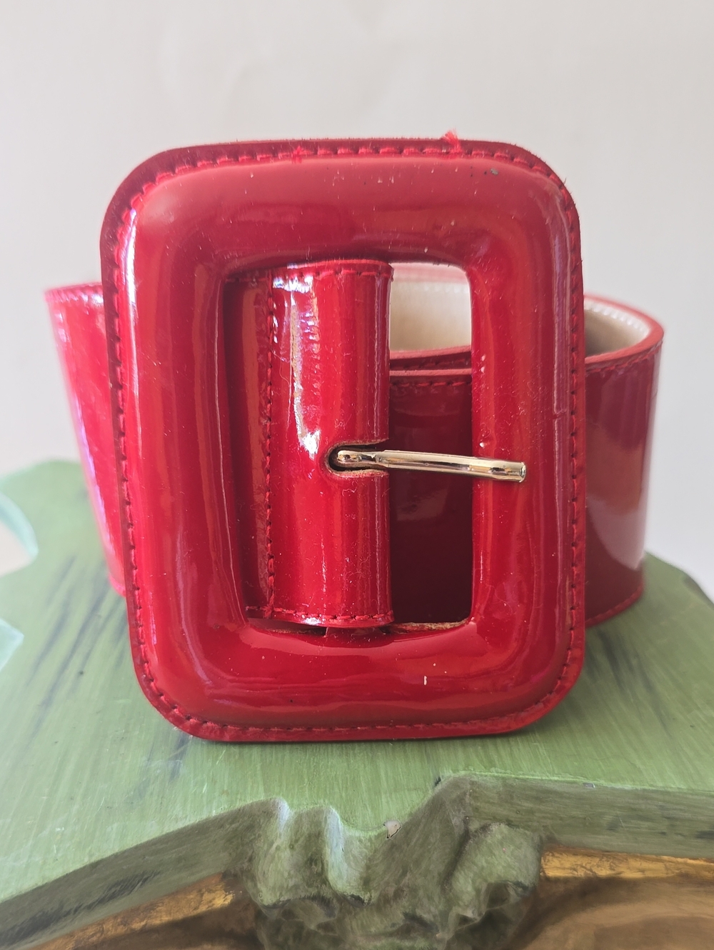 Leatherock Patent Red Wide Buckle Belt